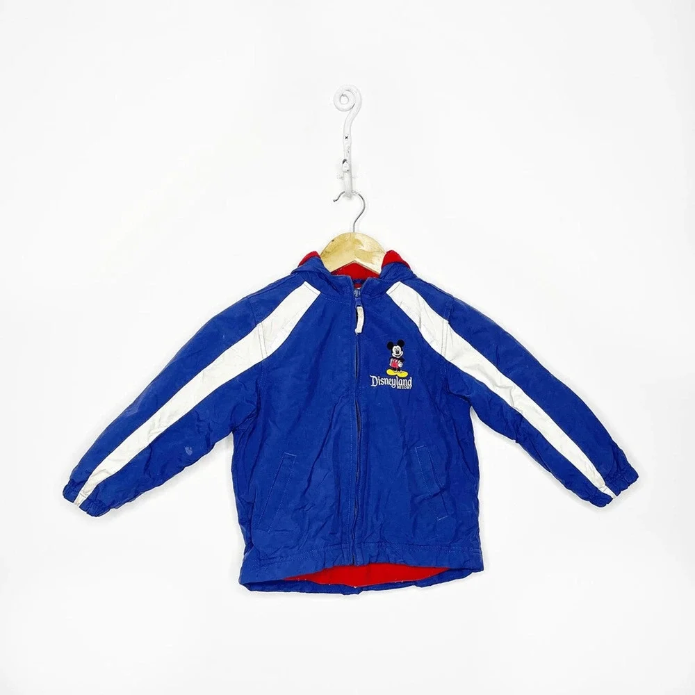 Disney Disneyland Fleece windbreaker hooded jacket hooded Mickey mouse XS 4-5
